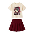 Girls' summer outfit  new style: trendy and cool summer clothes for mid-to-large children - strawberry girl t-shirt and skirt pants two-piece set