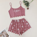 New moon child eclipse letter print cami and shorts two-piece women's loungewear set