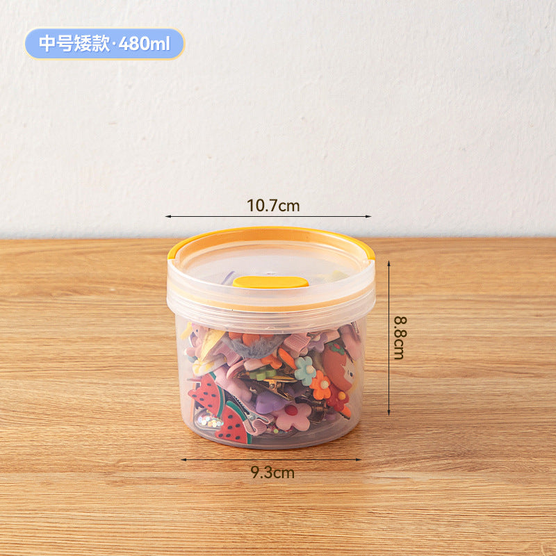 Desktop round handheld pen holder storage box with lid transparent plastic multi-functional desk sundries stationery storage box