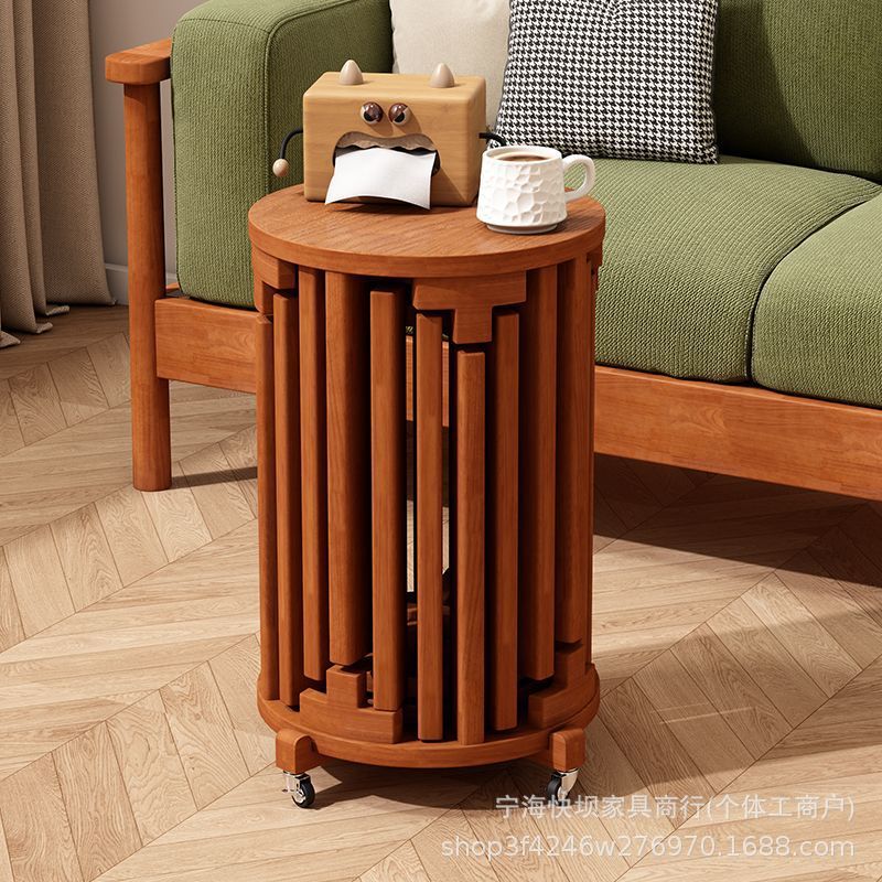 Stackable stool six-in-one solid wood stacking round stool for home spare dining table stacking wooden stool dining stool