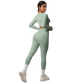 nude feeling tight high waistflap pocket pants crop toplong sleevestops yoga clothes quick-drying running sports fitness suit