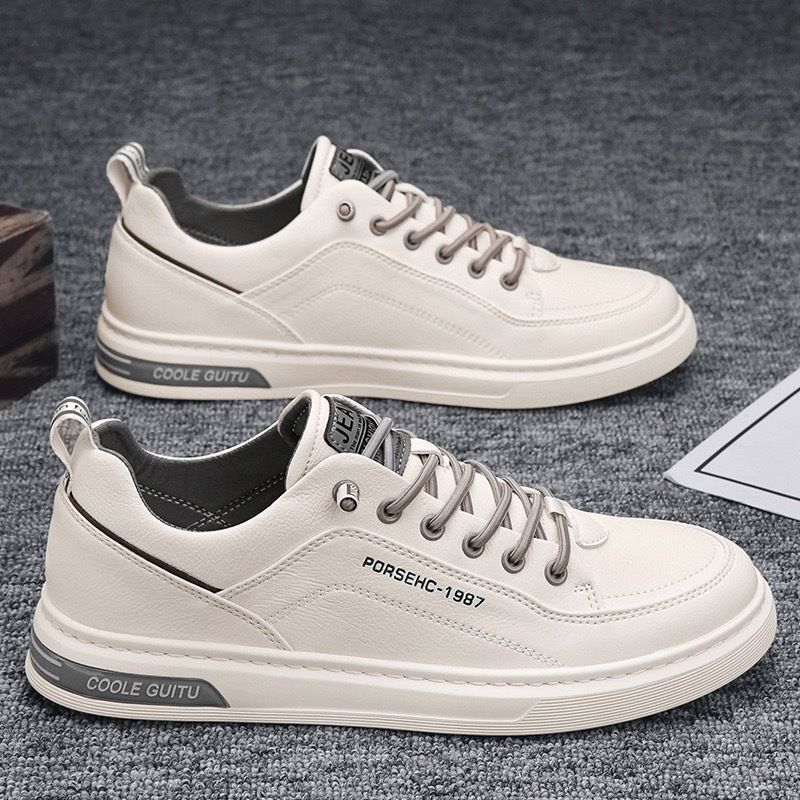 Men's sneakers, 2024 new trendy casual shoes, versatile leather shoes, men's slip-on white sneakers, wholesale and dropshipping available