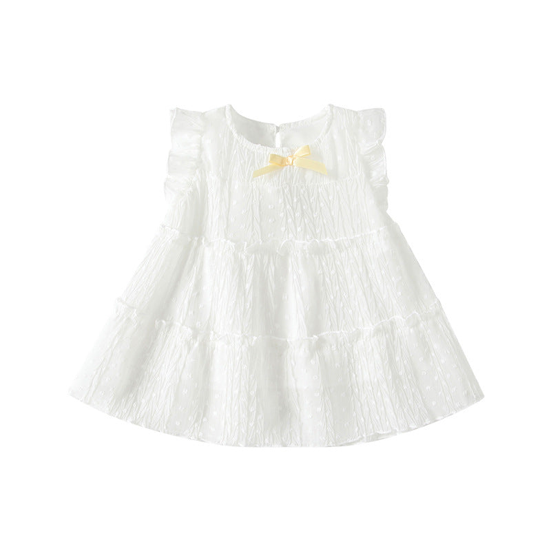 new girls' tank dress summer outfit baby girl princess dress stylish puffy flutter sleeve dress chiffon infant dress