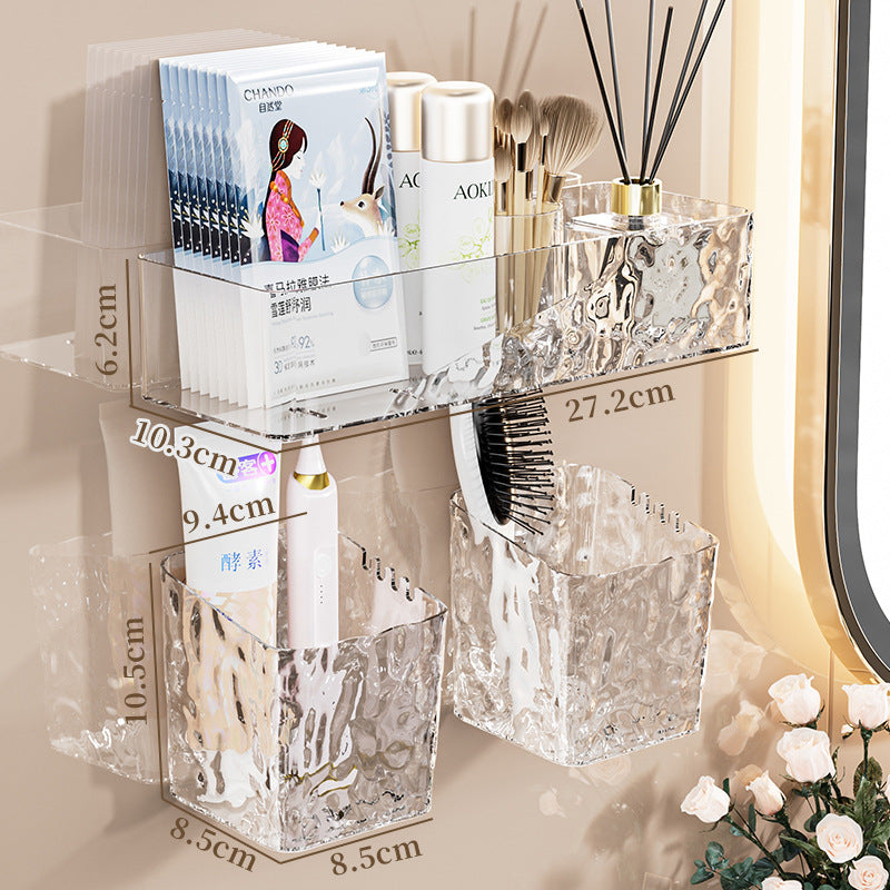 Bathroom storage rack - no drilling required, wall-mounted organizer for toilet, sink, and vanity - cosmetics and wall-mounted storage