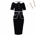 D585  foreign trade women's new summer short-sleeve fashionable elegant ol color block high waist african dress