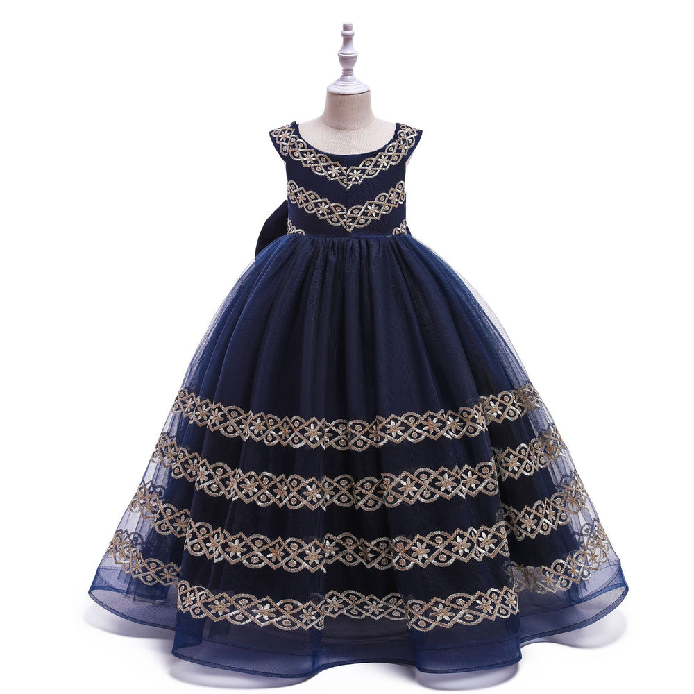 Amazon long embroidered children's dress princess gown girls' runway flower girl evening dress children's gown