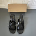 Z's summer new black chunky heel women's shoes - minimalist open-toe high heel mules for outdoor wear