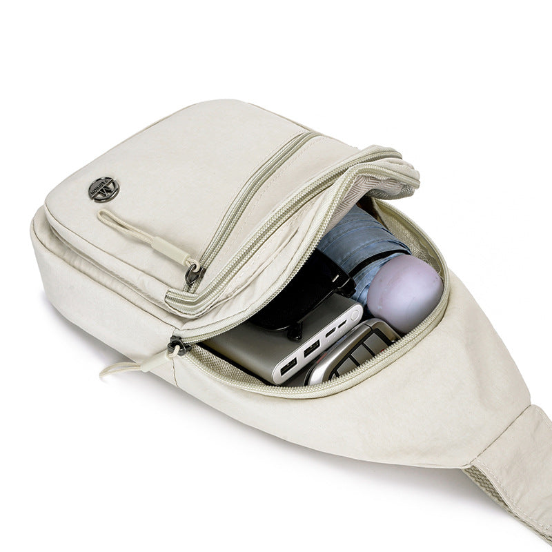 Foreign trade new women's breast bag outdoor commuting fashion versatile nylon shoulder bag solid color simple casual messenger bag