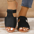 European and american plus size open-toe flat sandals - women's summer new solid color peep-toe beach slippers -