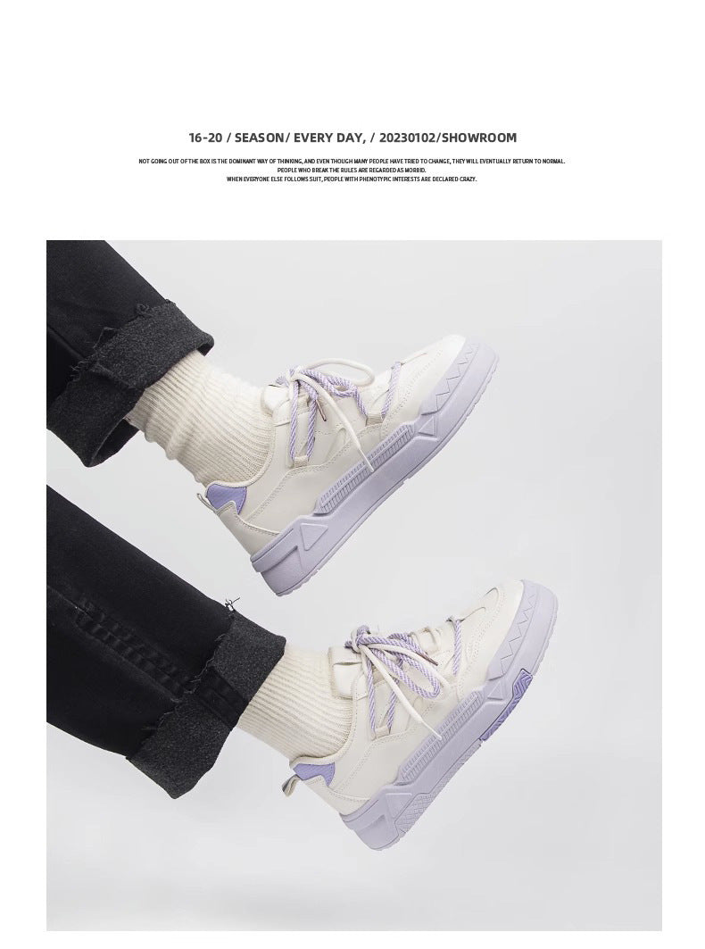 Hong kong style popular chunky white sneakers for women, new autumn 2026 collection, versatile casual athletic skate shoes, student running shoes