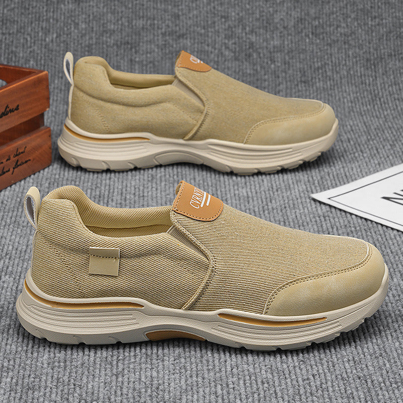 Men's 2026 summer canvas sneakers - slip-on, breathable, durable, thick-soled, comfortable, trendy, versatile casual shoes