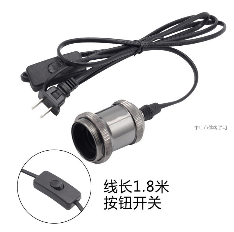 [Edison retro chandelier lamp head] Metal accessories dimming switch wire lamp holder E27 screw aluminum lamp head wire