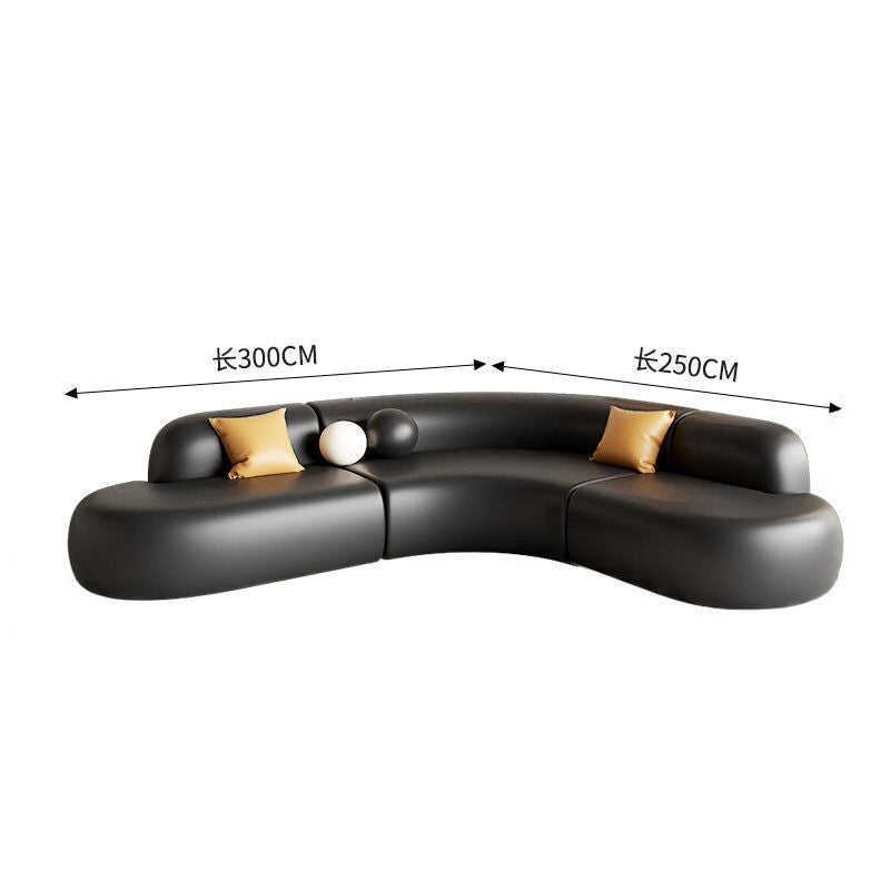 Modern minimalist corner leather sofa set - ideal for home lounges, hotel lobbies, beauty salons, and multi-person meetings