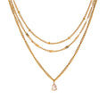 Frenchaccessible luxury double-layer water wave single diamond super flash titanium steel necklace for women easiest for match cold style classy sense necklace clavicle chain