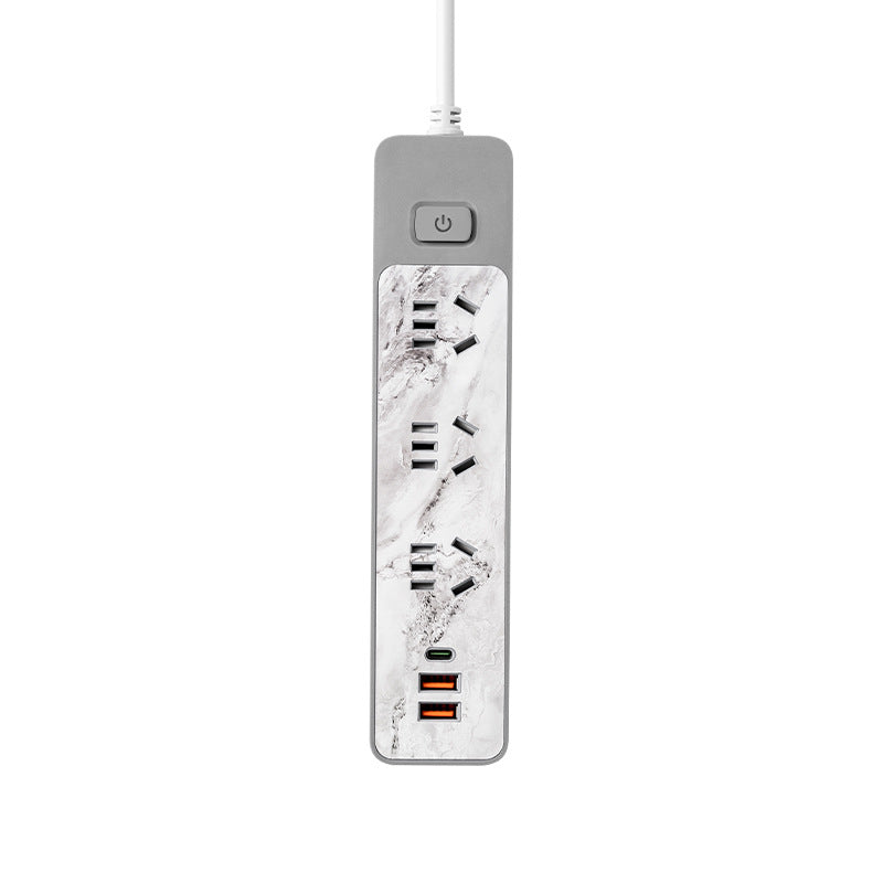 Custom pattern marble socket panel multi-outlet power strip with usb charging, 10a, corded, multiple outlets