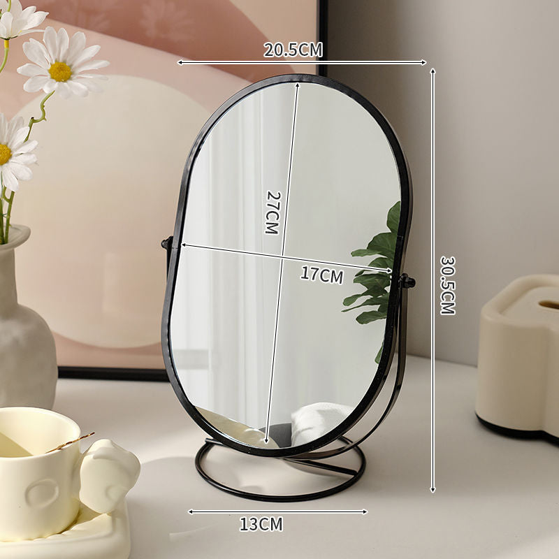 Makeup mirror desktop desktop bedroom makeup mirror can rotate 360 degrees oval mirror ins style dormitory dressing mirror