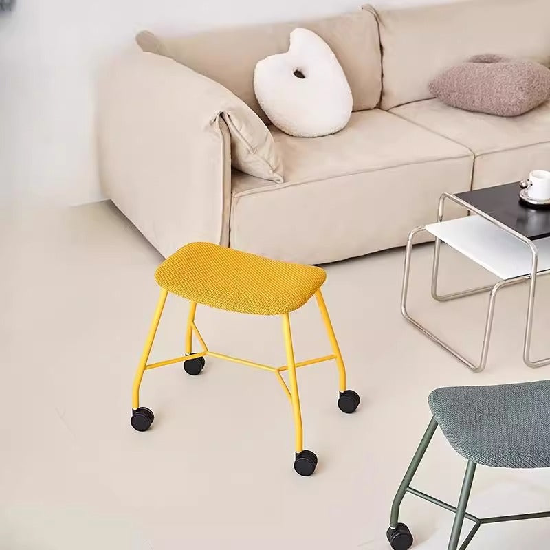 Movable pulley stool creative wheeled chair desk dressing stool coffee shop restaurant soft chair iron chair normcore