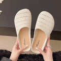 2025 summer new arrivalretro woven cut out vacation sandals toe half slippers women's shoes fashionoutwear sandals