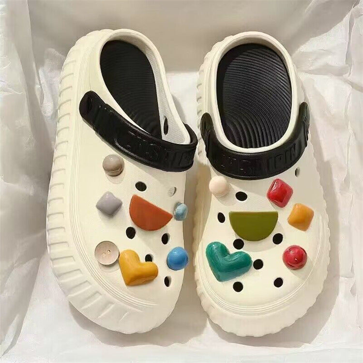 New arrival crocs women's summer outwear 2024new arrivalpopular super popular thick sole stepping on shit feeling beach baotou slippers beach