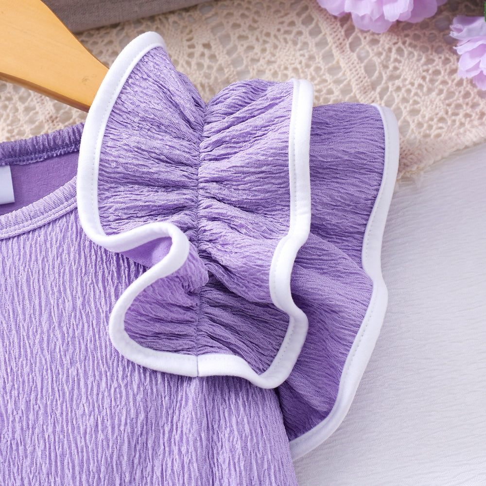 Girls' dress, purple 3d ruffle dress
