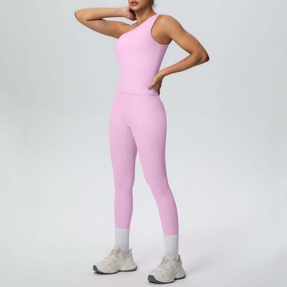 New arrival: barely-there feel, tight-fitting yoga set - one-shoulder, beautiful back, high-waisted, butt-lifting workout leggings - quick-dry running & fitness apparel