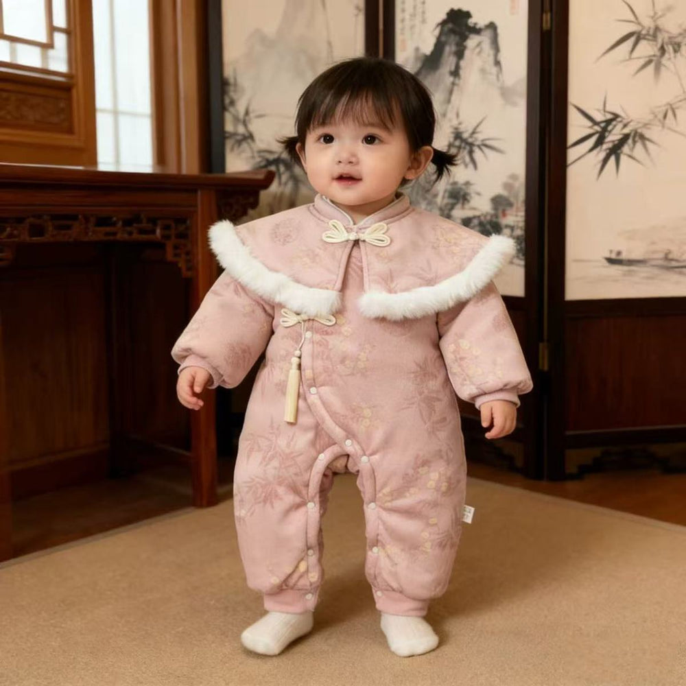 Baby winter one-piece long crawl new chinese style fashionable new chinoiserie baby thickened new year greeting clothes outwear haha