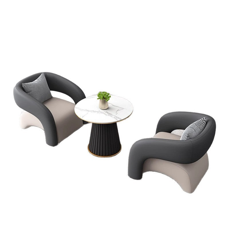 Business reception sofa set - ideal for hotels, offices, sales centers, and reception areas. includes sofa, table, and chairs for meetings and discussions