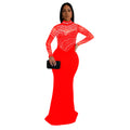 C7043 cross-border   independent station fashionfashion women's solid color hot diamond longdress new