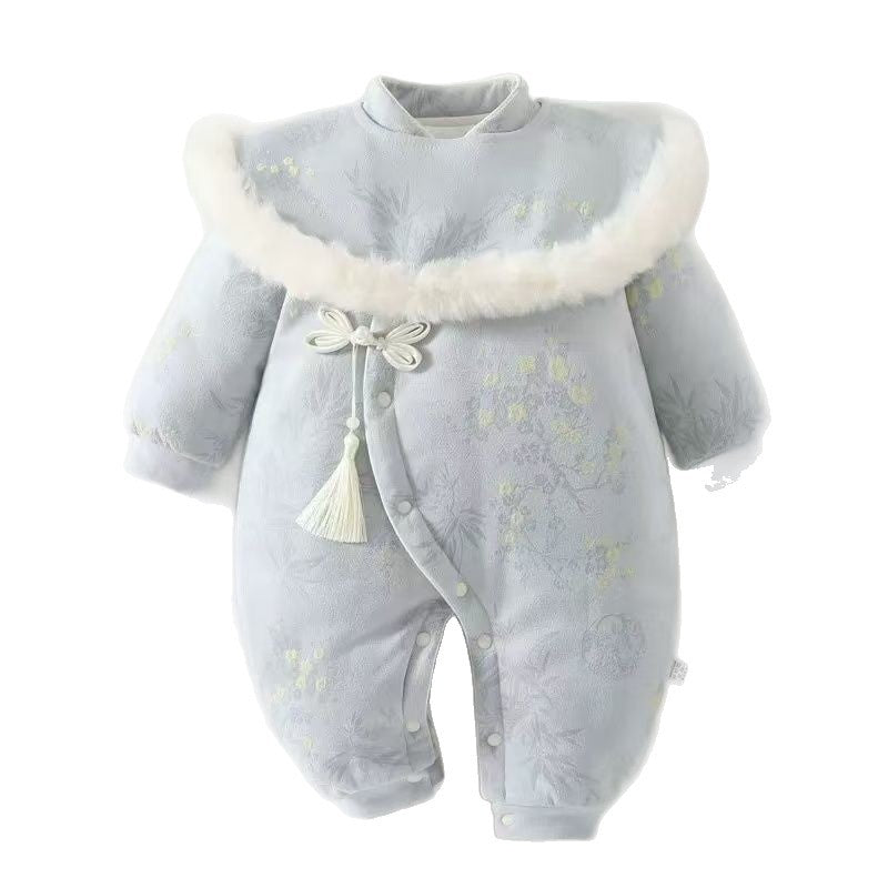 Baby winter one-piece long crawl new chinese style fashionable new chinoiserie baby thickened new year greeting clothes outwear haha