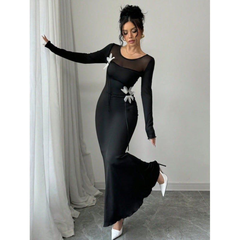 summer european and american style mesh panel dress for women (cross-border e-commerce)