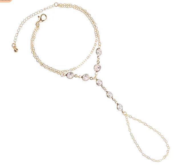 new arrival rhinestone finger bracelet ethnic style summerfashion hundred hand back chain ring all-in-one hand chain