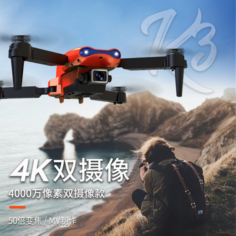 E 1.0% off stackable drone 4k dual camera aerial photography remote control aircraft dronek3 quadcopter ultra hd camera