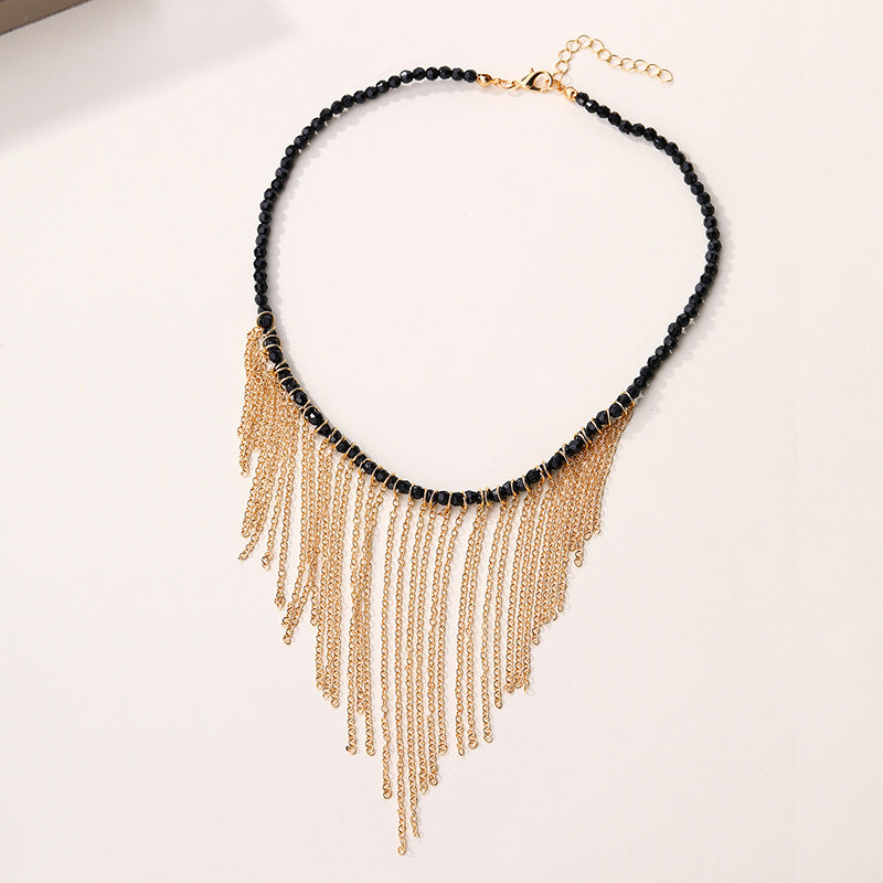 Tassel necklace wholesale european and american cross-border e-commerce foreign trade jewelry personalized exaggerated pendant niche rice bead clavicle chain for women