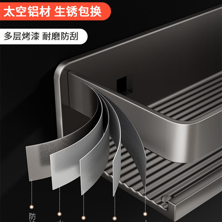 Removable and washable space aluminum bathroom rack Wall-mounted non-punching bathroom cosmetic storage rack Factory direct sales