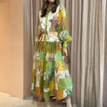 cross-border european & american women's clothing - summer maxi dress with lantern sleeves and printed holiday style - style 661