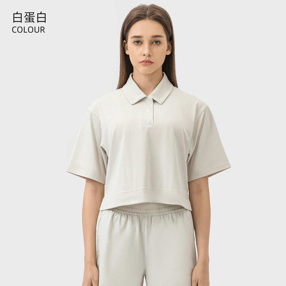 Yoga wear short sleeve loose fitness wear women's sports outdoor running fashioneasiest for match breathable polo shirt dss066
