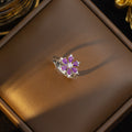 Fall and winternew arrival flash diamond purple snowflake necklace women's earrings ring accessible luxuryniche style design full diamond sweater chain wholesale