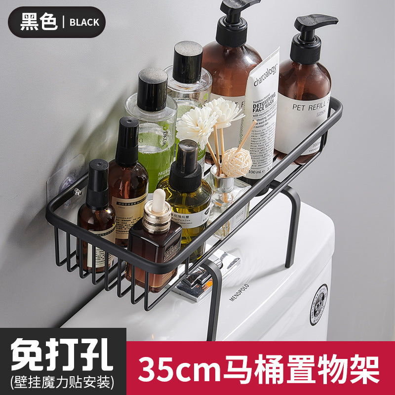 Space aluminum bathroom above the toilet rack Toilet toilet toilet suction cup wall hanging No punching storage