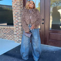 European and american women's wide-leg jeans -  cross-border fashion, vintage distressed wash, reversible straight-leg trousers