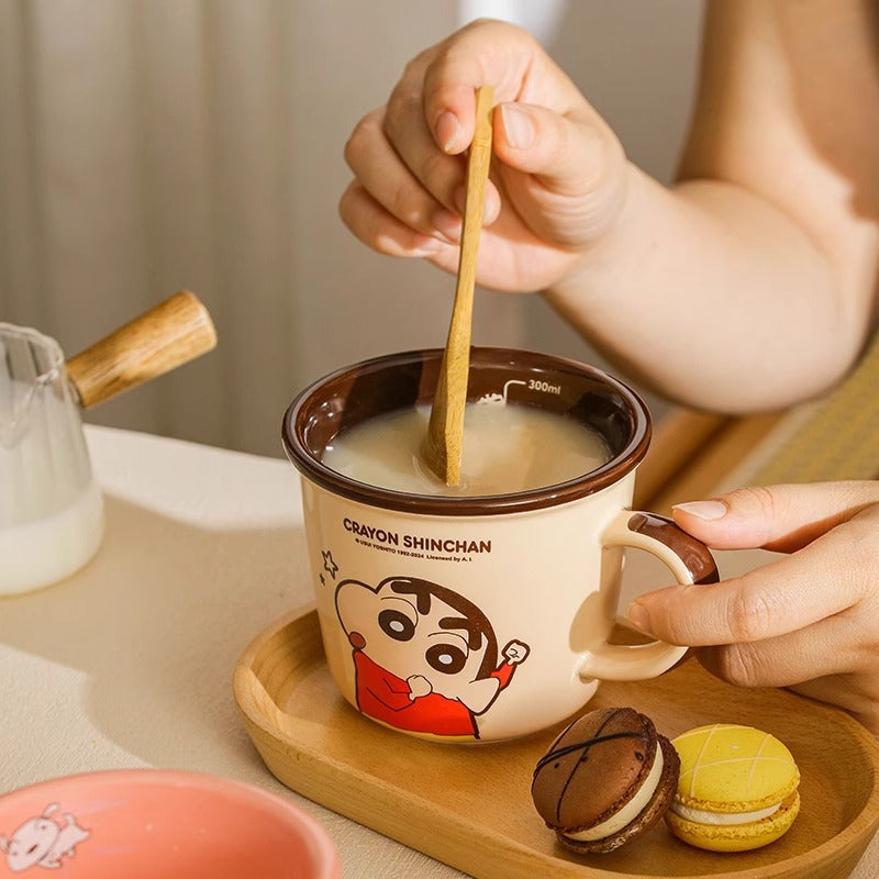 Crayon small new mug high value scale cup children's milk cup household cute water cup ceramic cup color box