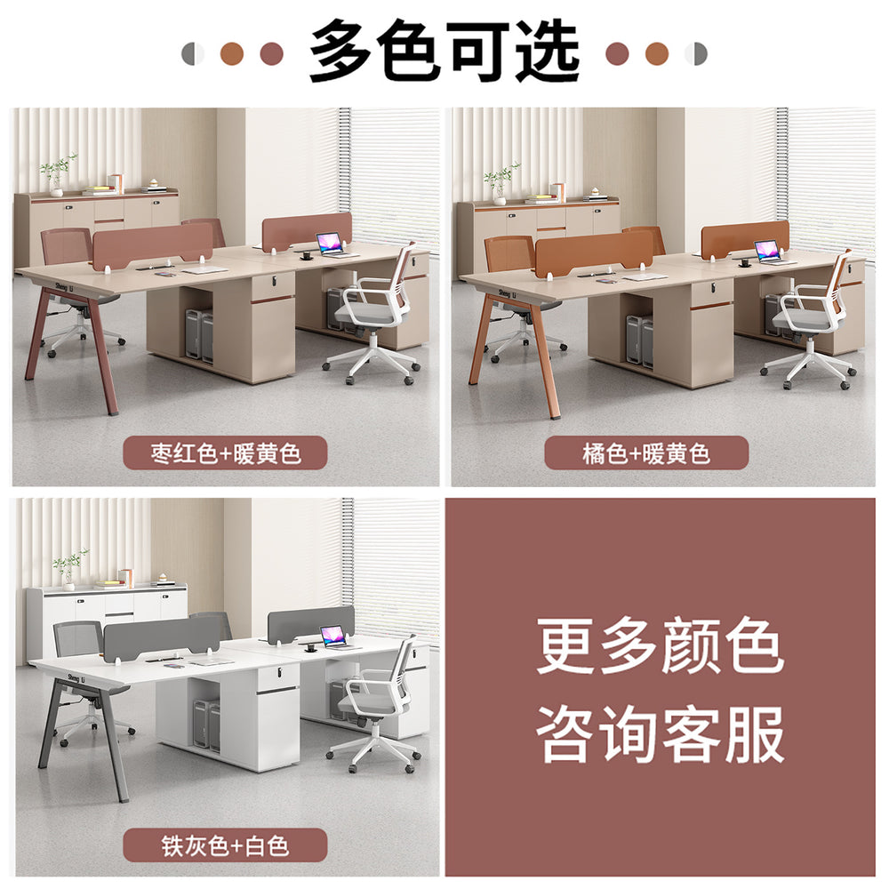 Office desk and chair set - 4/6 seater minimalist modern office table with partition workstation computer desk booth