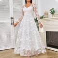 spring new arrivals: european & american style women's clothing - -ready long sleeve off-the-shoulder bridal wedding dress gown