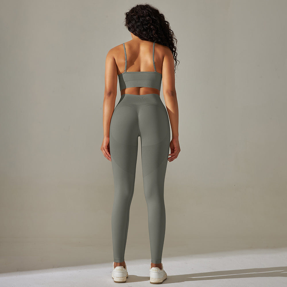 fashion seamless knittingpure color back belly tightening butt lifting intimates yoga suit running fitness nine-point pants