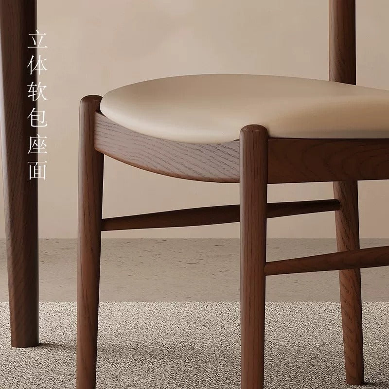 Scandinavian solid wood dining chair for home ash walnut color dining table and chairs wabi-sabi style restaurant casual back chair