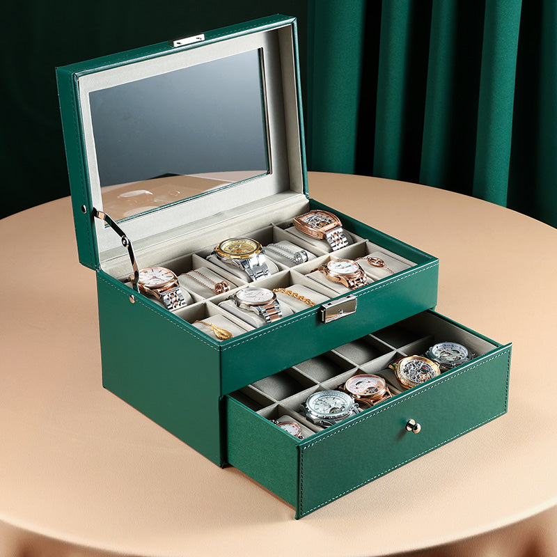 New double-layer 20-digit watch box with sunroof watch jewelry storage box bracelet box large-capacity watch collection box