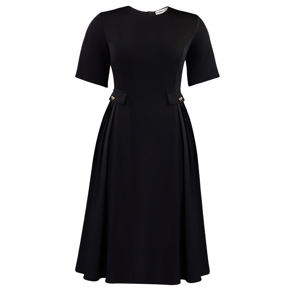 C8661 african women's clothing  summer new arrival: round neck short sleeve elegant solid color midi dress, european and american style