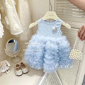 【dropshipping】sweet style mesh dress girls' summer dress  new summer collection girls' baby mesh dress
