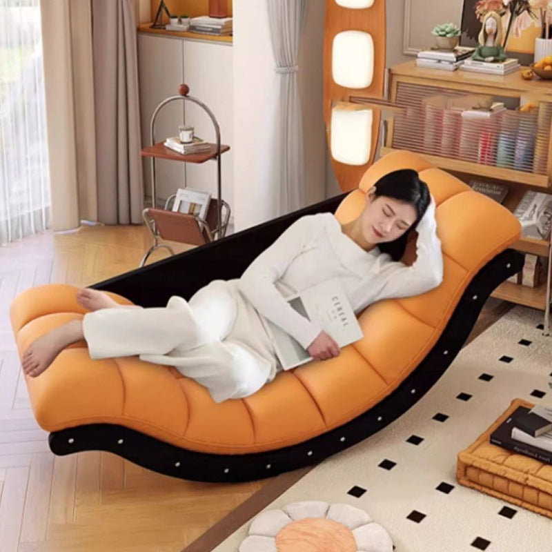 For home rocking chair living room balcony single rocking banana sofa chair lazy dual-purpose sofa lounge chair solid wood material