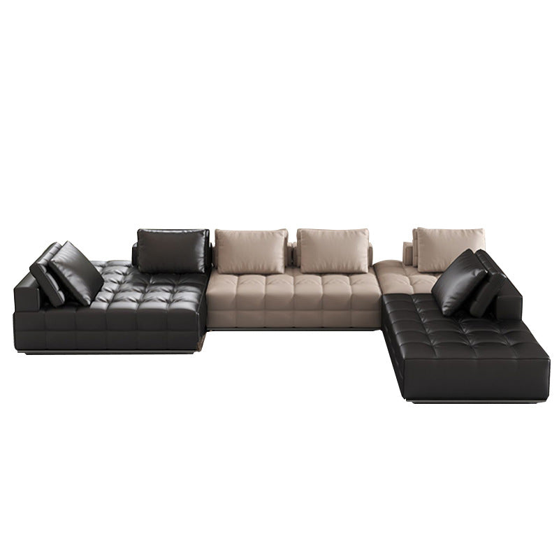 Custom lawrence genuine leather sofa italian minimalist villa living room corner sofa modern sectional sofa set