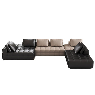 Genuine leather sofa italian minimalist style - suitable for small to large apartments and villas - corner sofa - laurence straight-row leather sofa